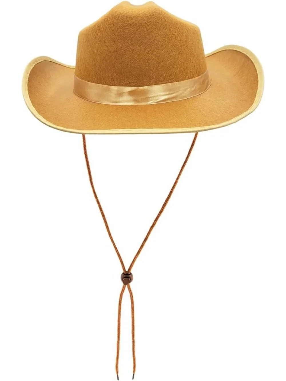 Kids Light Brown Fabric Felt Costume Strap Western Cowboy Hat 22 Circumference